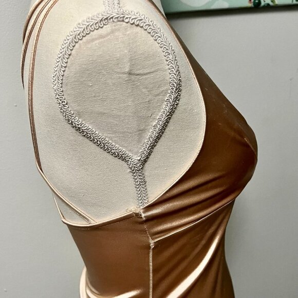 FREE PEOPLE INTIMATELY Gold Cami with Crossed Back Straps  size XS - Picture 3 of 5